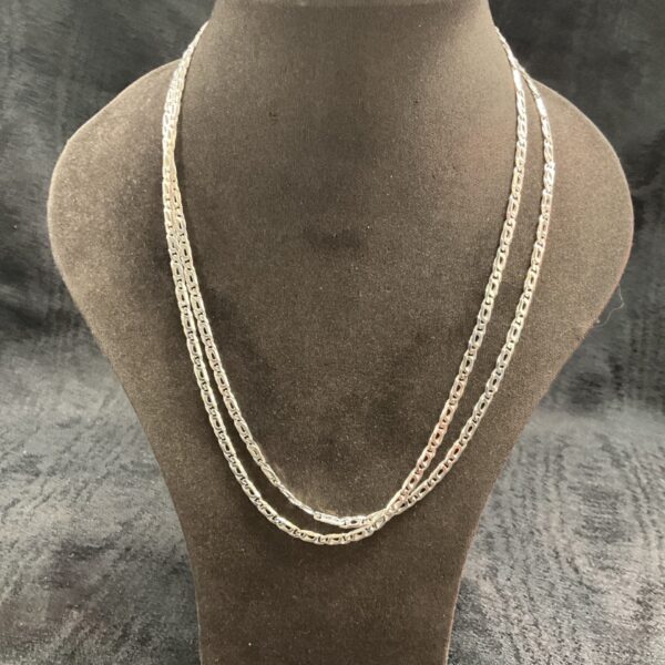 Pair of 925 silver Figaro necklaces, 18 inch length.