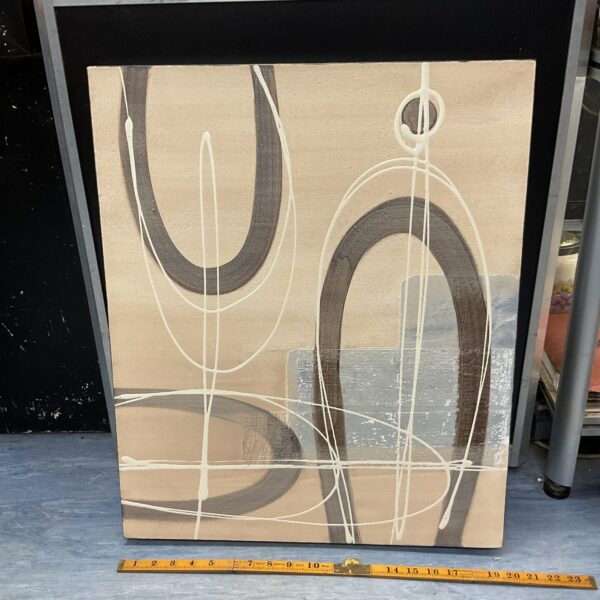 Abstract canvas art painting with bold sweeping lines.