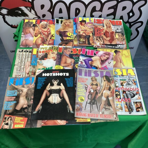 Vintage Fiesta adult magazine lot with colourful cover art.