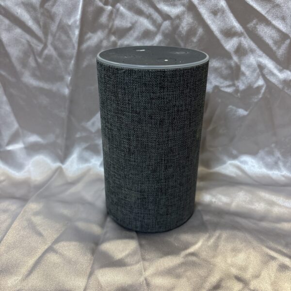 Grey Amazon Echo 2nd Generation smart speaker on a neutral background.