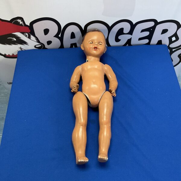 Antique composition baby doll, front view, for restoration.