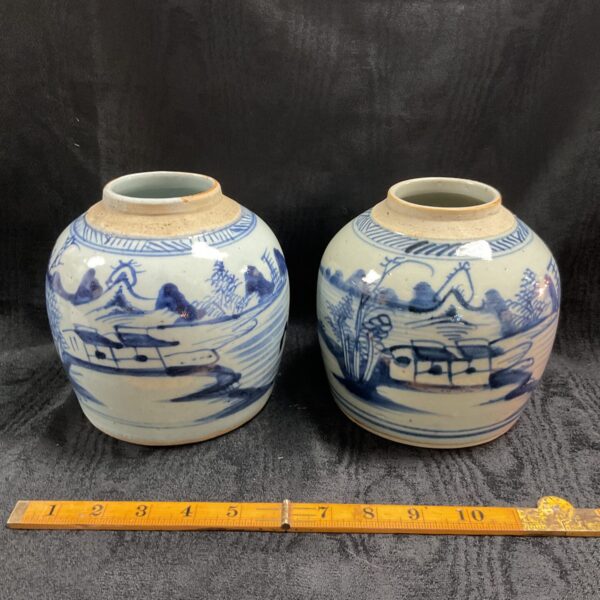 Pair of antique 18th-century Chinese blue and white ginger jars.