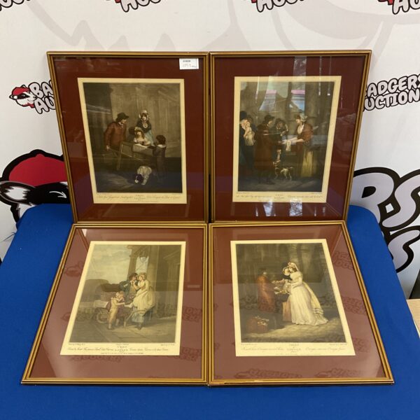 Antique framed print depicting a Cries of London street vendor.