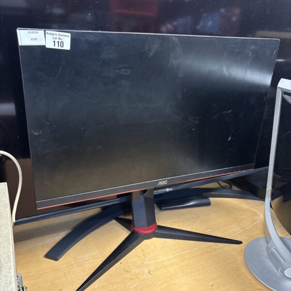 Black AOC 24 inch LED monitor for computer gaming.