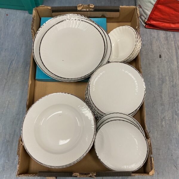 White porcelain dinner plates by Argo Romania, vintage restaurant ware.