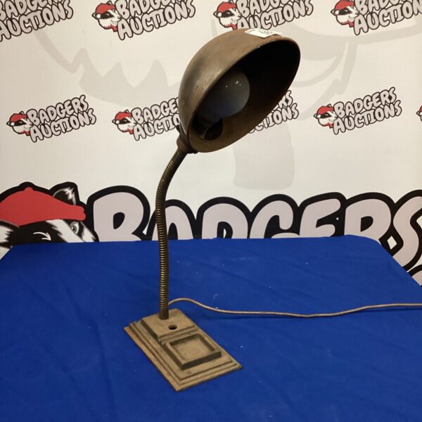 Vintage Art Deco gooseneck desk lamp with adjustable neck.