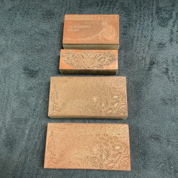 Antique Art Nouveau copper printing blocks by Liberty & Co.