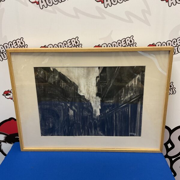 Charcoal drawing of Maidenhead High Street by Beryl Tilley, a classic British townscape.