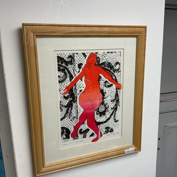 Beryl Tilley screen print ‘Sign Post’ abstract figure artwork.