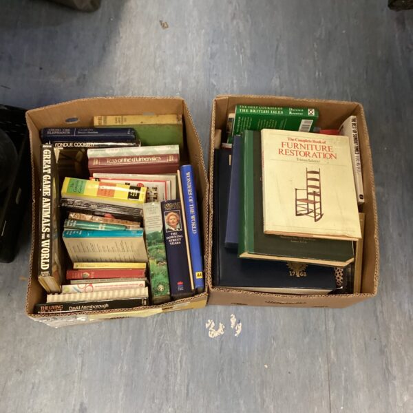 Vintage book lot including furniture restoration and wildlife titles.