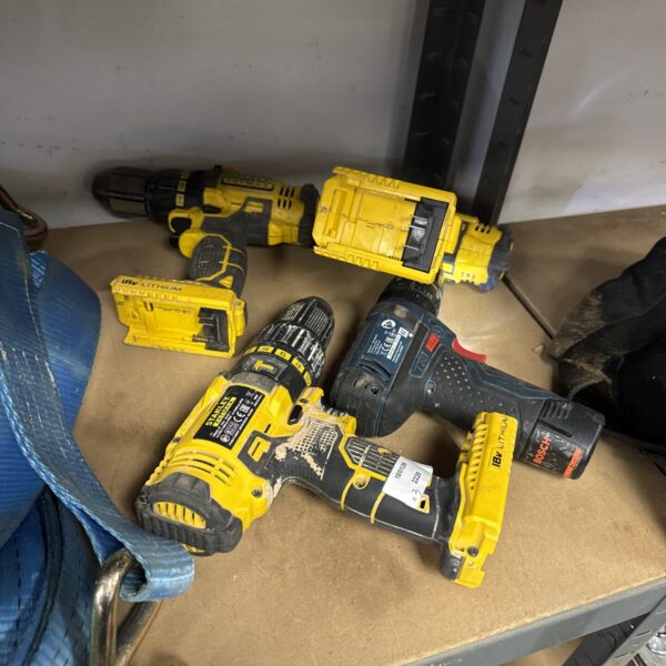 Untested Bosch and Stanley Fatmax cordless power tool bodies lot.