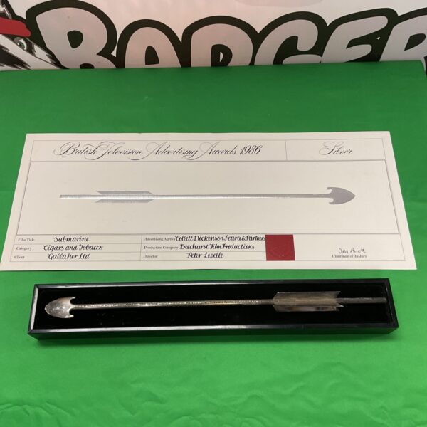 1986 British Television Advertising Award with certificate for Submarine cigars.