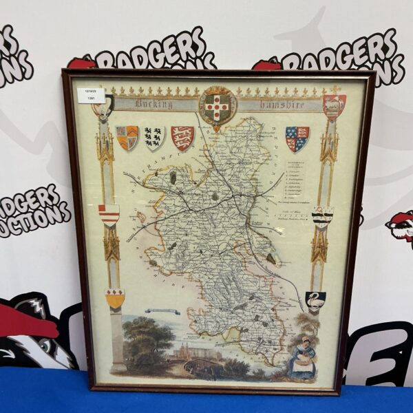 Antique map of Buckinghamshire, detailed county topographical print.