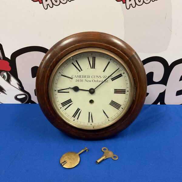 Vintage Camerer Cuss wall clock with pendulum, Oxford Street.
