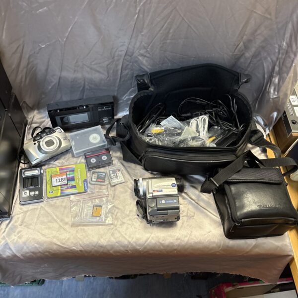 Canovision 8 camera bag with Sony digital handycam and accessories inside.