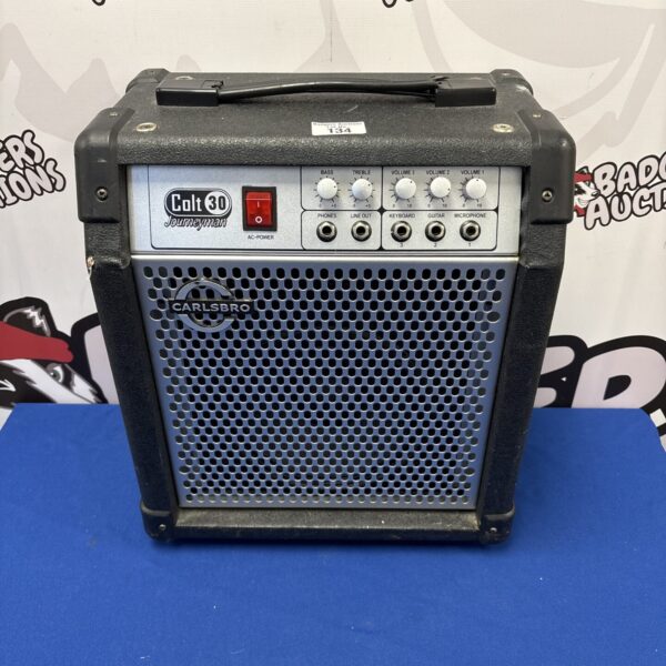 Vintage Carlbro Colt 30 Journeyman guitar amplifier, side view.