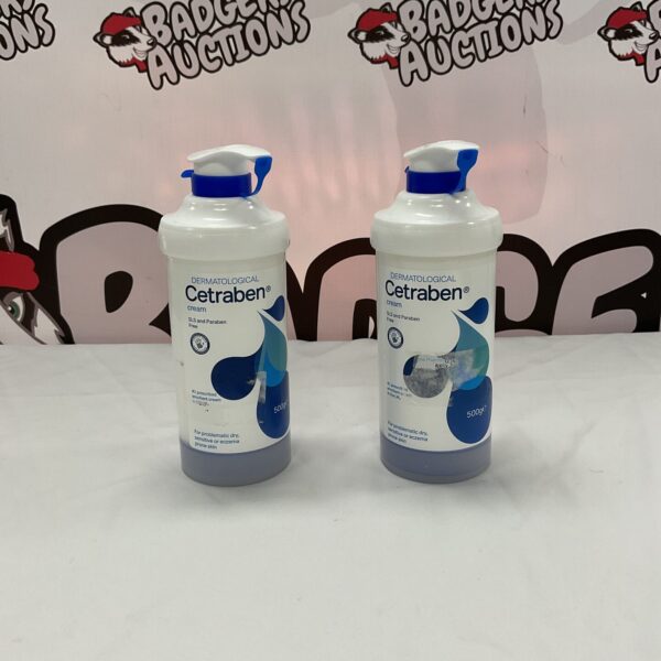 Two 500g bottles of Cetraben dermatological cream for sensitive skin.
