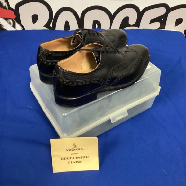 Black leather Church's Bookbinder shoes, size 55, classic men's footwear.