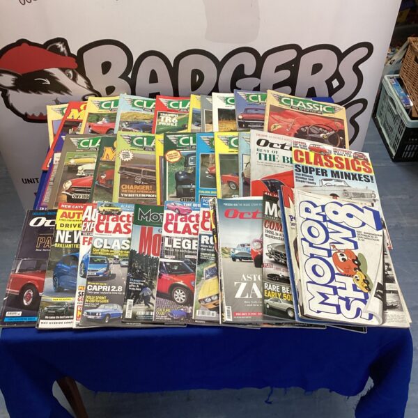 Bundle of vintage classic car magazines and motoring publications.