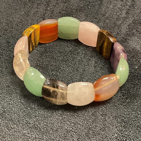 Vibrant semi-precious stone bracelet with colourful beads and jade.