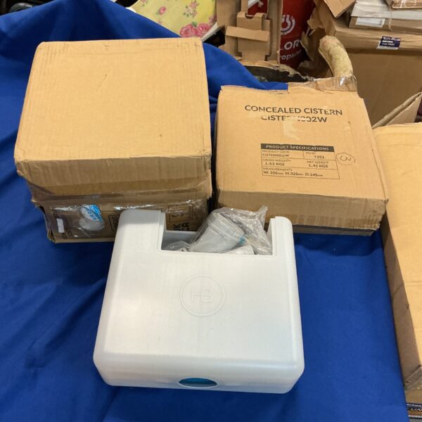 Packaged concealed cistern kit for bathroom renovation.