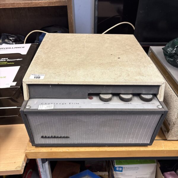 Vintage Dansette Challenge Elite record player with controls visible.