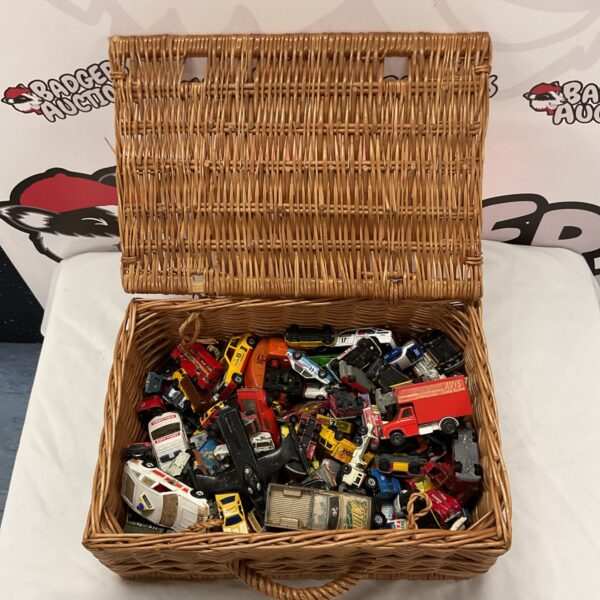 Colourful lot of diecast model cars including Matchbox and Hot Wheels.