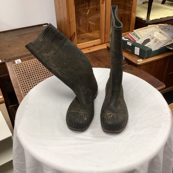 Vintage size 44 Dunlop Wellington boots showing wear.