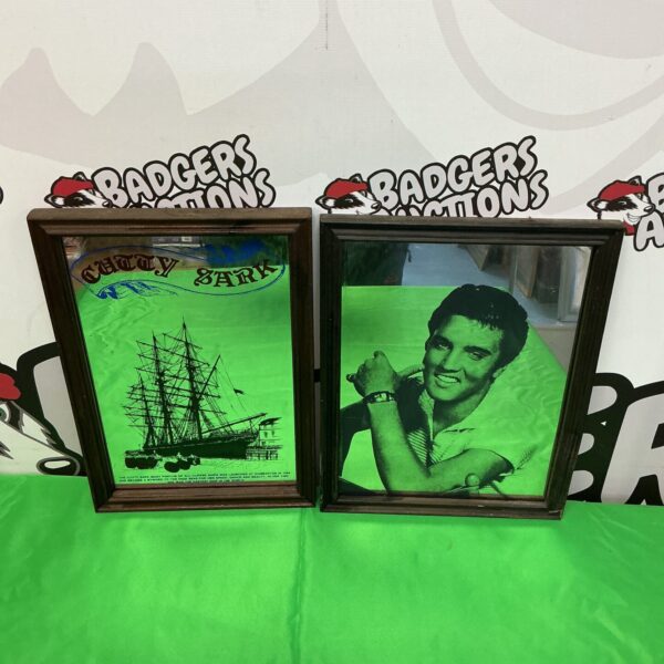 Vintage Elvis Presley and Cutty Sark pub mirrors for sale.