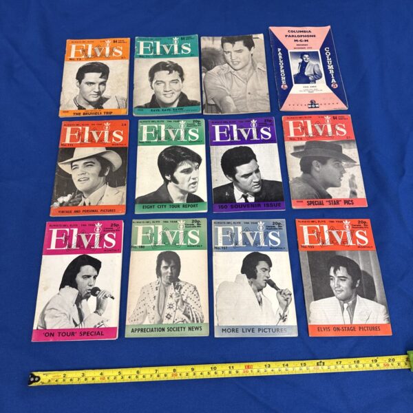 Vintage 1970s Elvis Monthly magazines, a collection for fans.