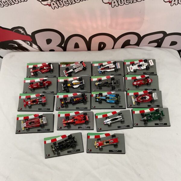 Collection of Formula 1 diecast model cars for collectors.