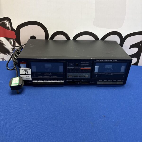 Vintage Fisher CR-W34 stereo cassette deck, black finish.