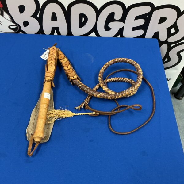 Traditional South American gaucho whip with leather plait.
