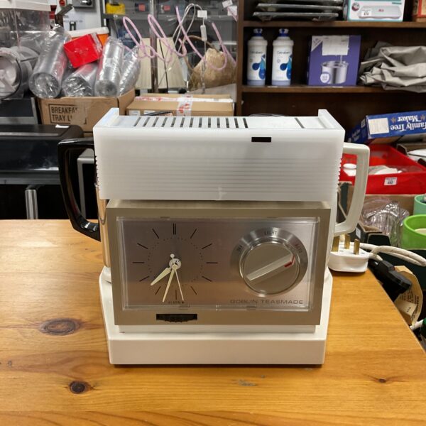 Vintage Goblin teasmade alarm clock, a retro tea maker.