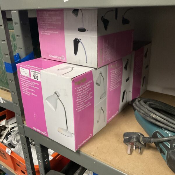 Lot of four new Good Home desk lamps in packaging.