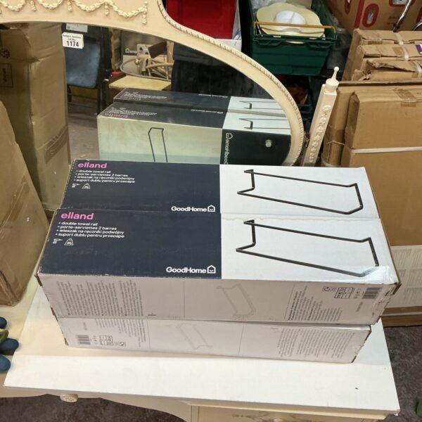 Lot of four Goodhome Elland double towel rails for bathroom heating.