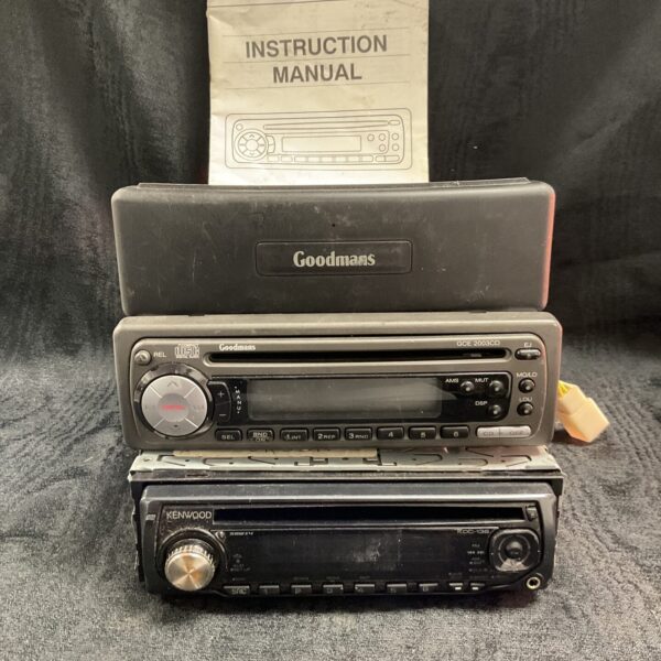 Vintage Goodmans GCE 2003 and Kenwood car CD players for classic cars.