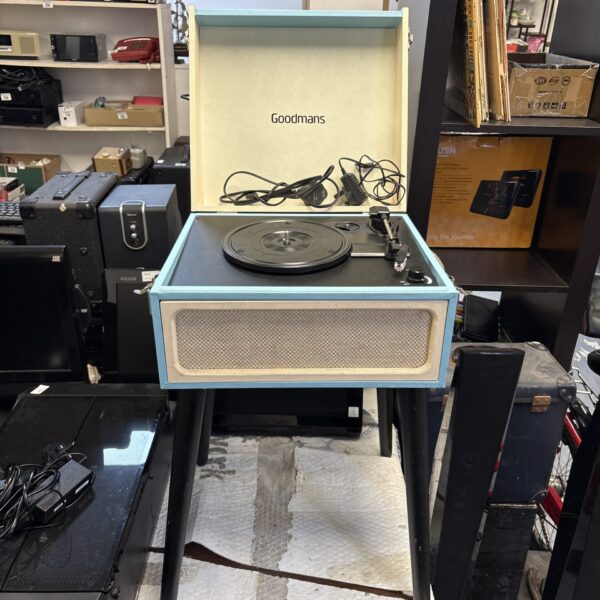 Vintage Goodmans record player with a retro design.