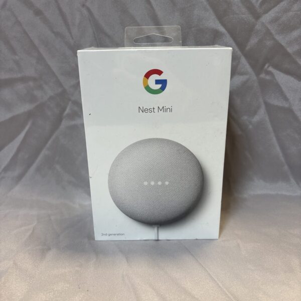 Unopened Google Nest Mini 2nd Generation smart speaker in packaging.
