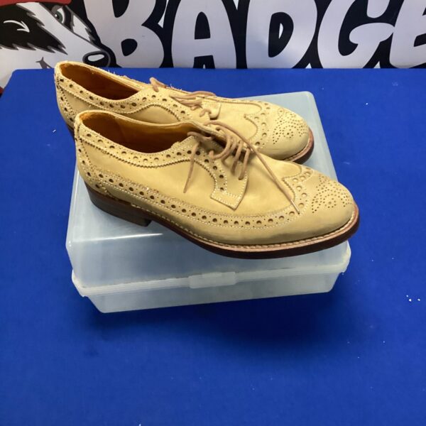 Vintage Henry Marshall suede leather shoes size 39 with brogue detailing.