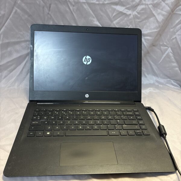Front view of the HP 14 laptop, a portable computer.