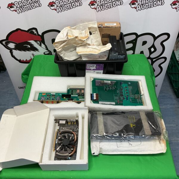 Box of vintage computer parts & hardware