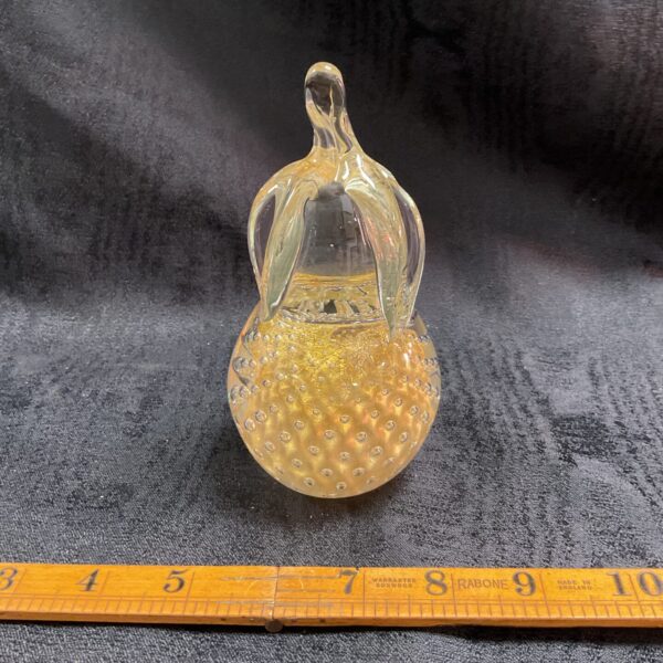 Studio art glass pear fruit signed on baseE H Renneby sweden13.8.33