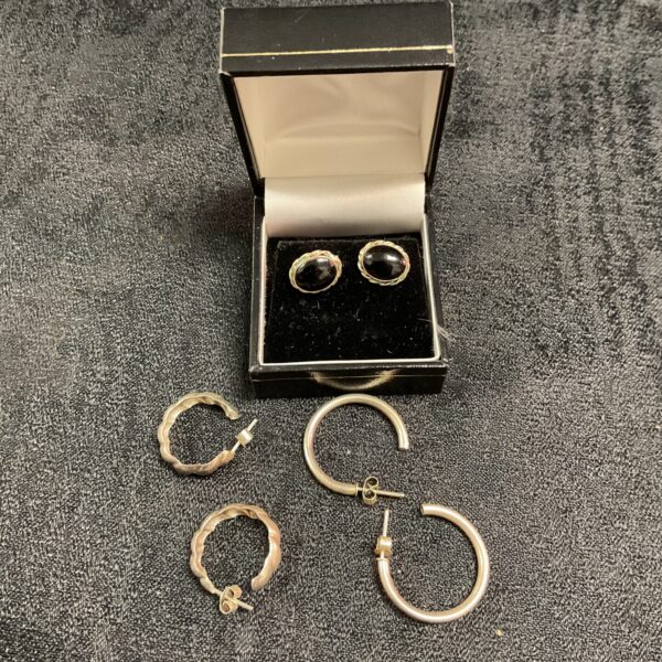 Three pairs 925 silver earrings