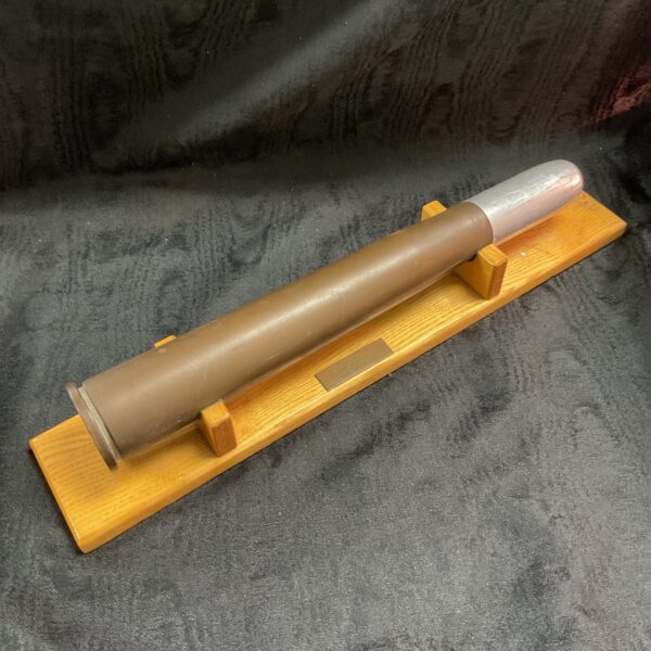Bofors gun shell presentation desk tidy to Cdr Brian Hulme Last W.E.O H.M.S. Bulwark