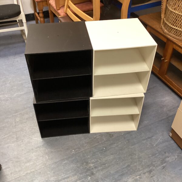 Two pairs of vintage habitat shelving units