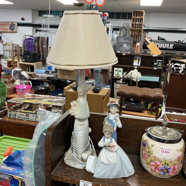 Three lladro Nao figures inc lamp