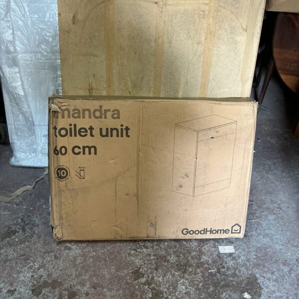 White Imandra toilet unit, 60cm wide, for bathroom storage.