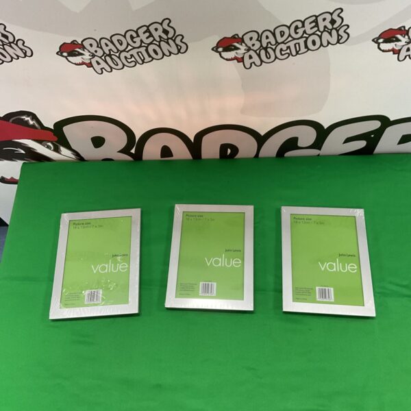 Lot of three John Lewis 7x5 inch picture frames for photo display.