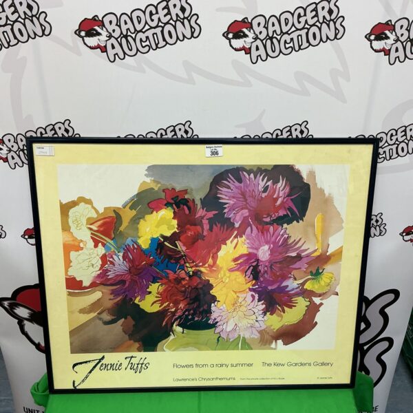 Vintage Kew Gardens flower print with colourful floral arrangement.
